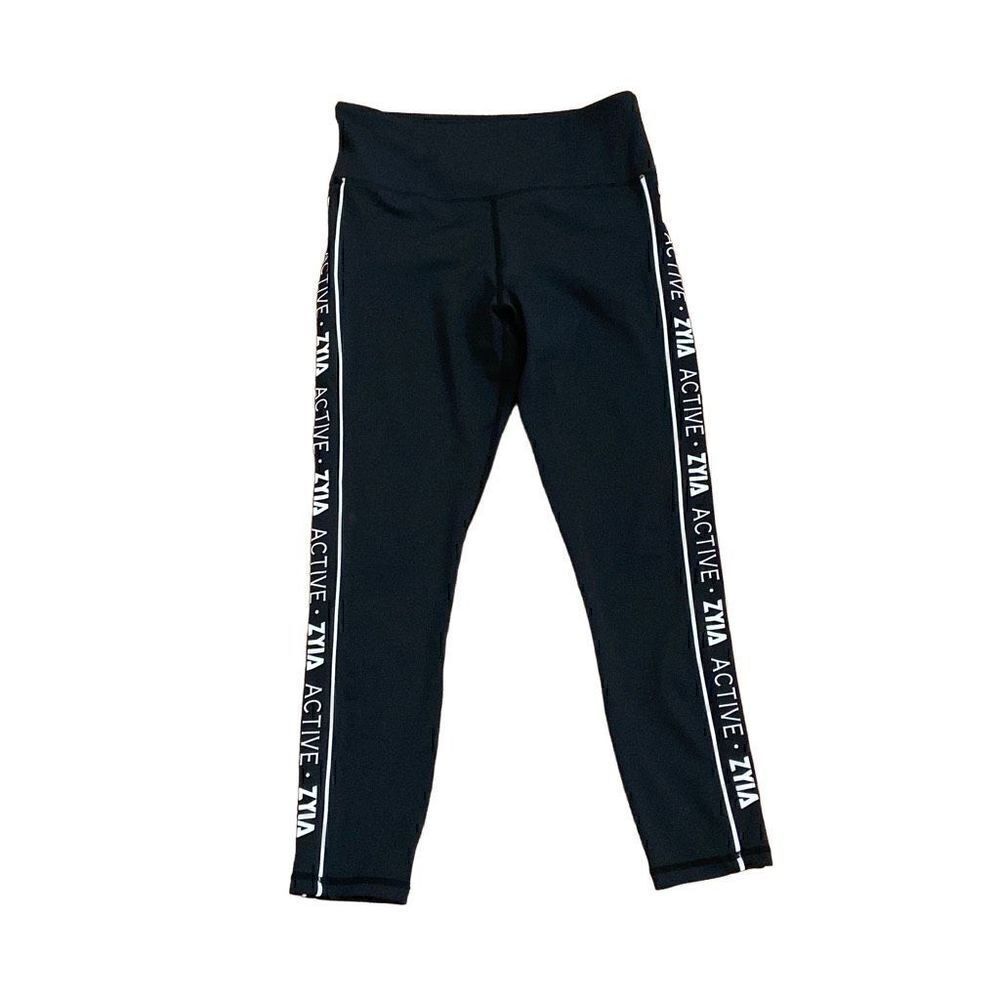 Zyia Active Logo Stripe Light n Tight 7/8 Leggings High Rise Size 8-10